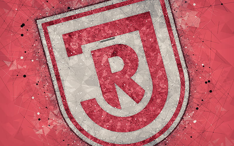 SSV Jahn Regensburg German football club, creative logo, geometric art, emblem, Regensburg, Germany, football, 2 Bundesliga, red abstract background, creative art, HD wallpaper