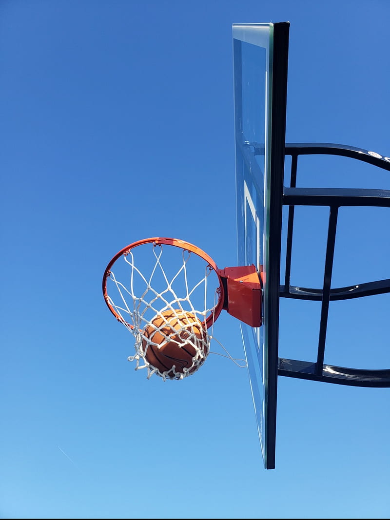 Basketball hoop, basketball court, basketball net, basketball swish, nba, outside, HD phone wallpaper