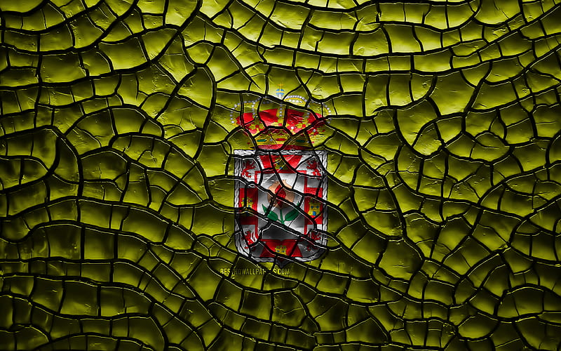 Flag of Granada spanish provinces, cracked soil, Spain, Granada flag, 3D art, Granada, Provinces of Spain, administrative districts, Granada 3D flag, Europe, HD wallpaper