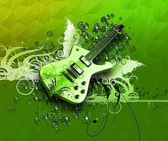 green electric guitar wallpaper