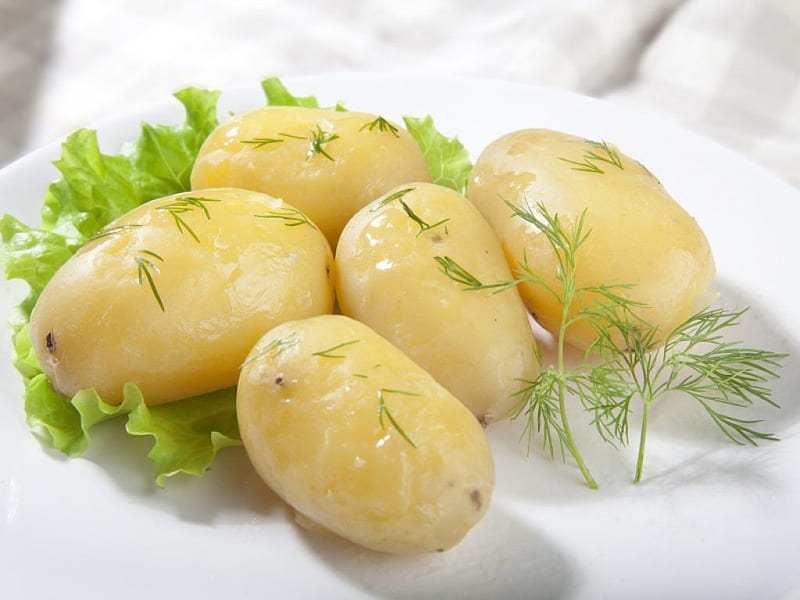 Boiled potato, skinned, celery, food, potato, HD wallpaper