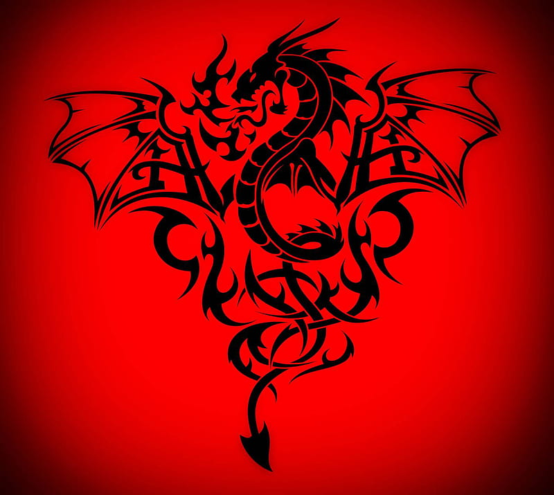 red dragon, red, symbol, HD wallpaper