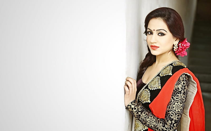 Aksha Paradasany, indian actress, saree, beauty, Bollywood, HD wallpaper