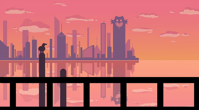 Sunset At Pixel City, pixel, artist, artwork, digital-art, HD wallpaper