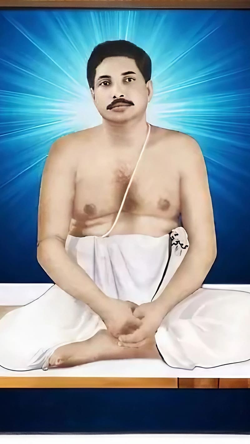 Anukul Thakur, Blue Shining Background, physician, philosopher, spiritual leader, HD phone wallpaper
