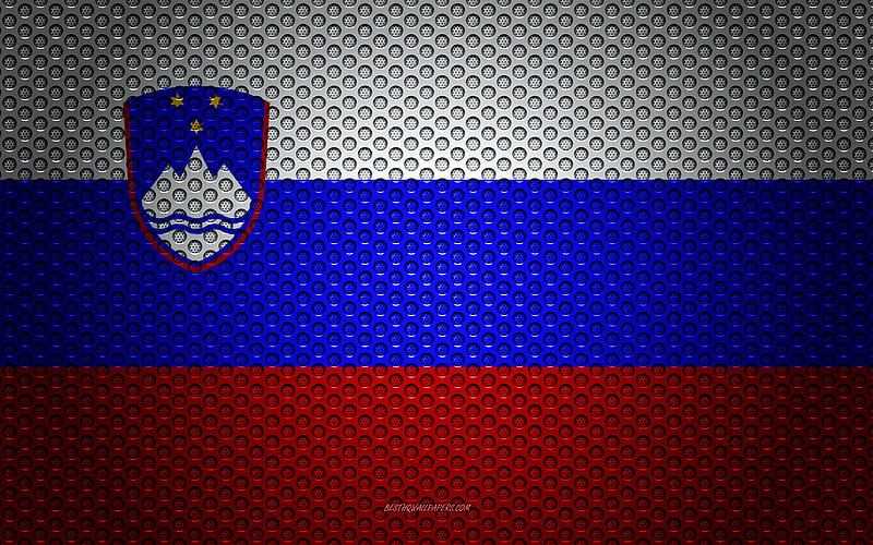 Flag of Slovenia creative art, metal mesh texture, Slovenian flag, national symbol, Slovenia, Europe, flags of European countries, HD wallpaper
