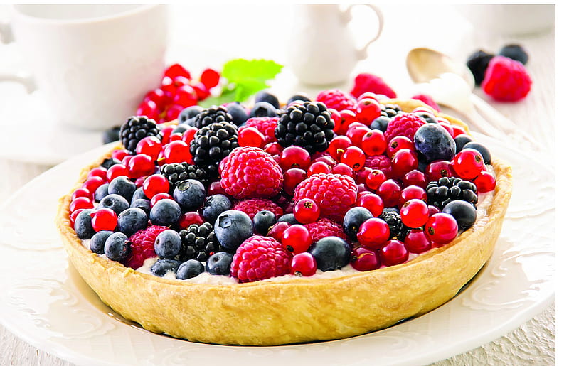 Food, Pie, Berry, Raspberry, Currants, Blackberry, Blueberry, Dessert, Fruit, HD wallpaper