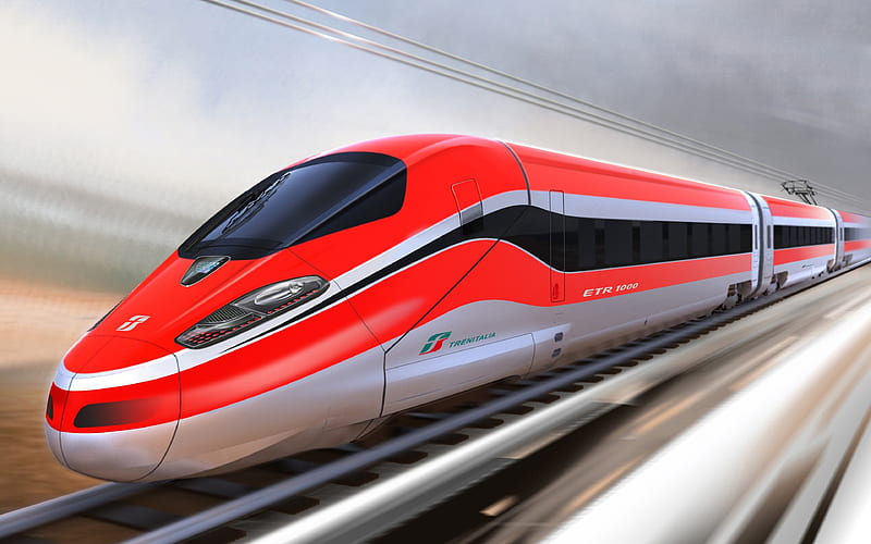 Frecciarossa 1000 trains, electric trains, passenger transport, ETR 1000, railway, Trenitalia, HD wallpaper