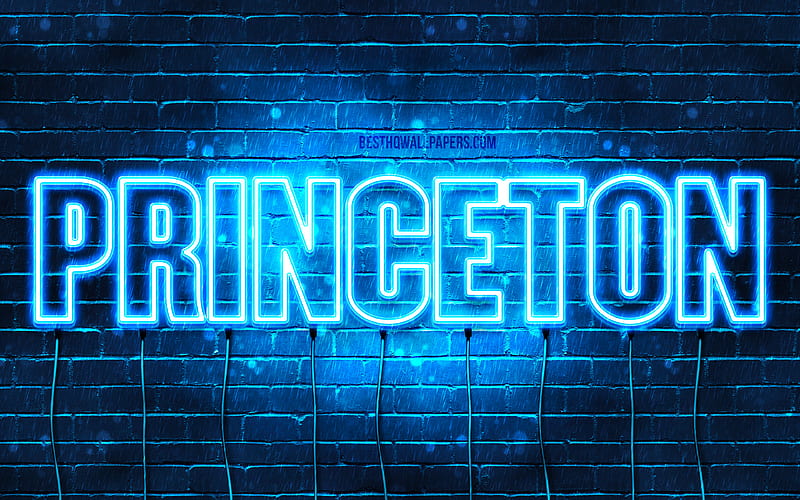 Princeton with names, horizontal text, Princeton name, blue neon lights, with Princeton name, HD wallpaper