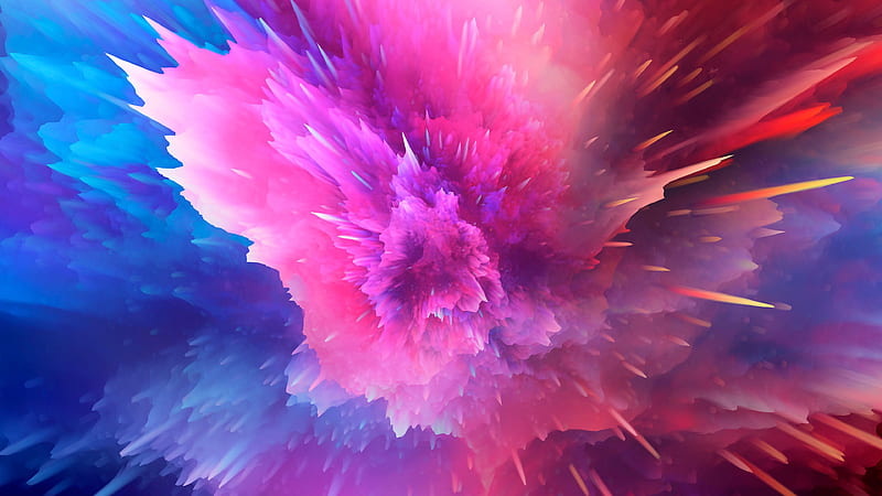 Blue And Pink Color Splash Abstract, HD wallpaper