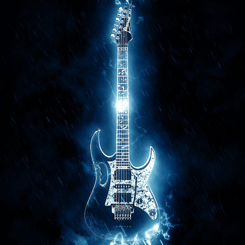 Blue guitar , bass, cafe, fire, flame, fox, guitars, hard, music, rock, HD phone wallpaper