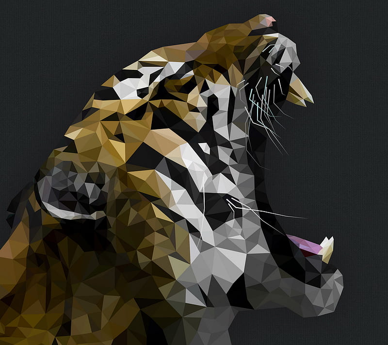 Polygon Tiger, art, colors, desenho, landscape, painting, HD wallpaper