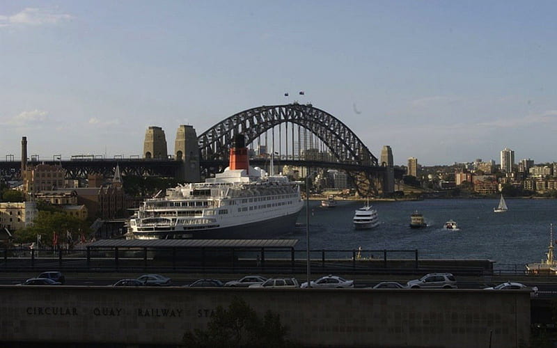 QE2 in Sydney, cruise, boat, ship, australia, sydney, QE2, HD wallpaper