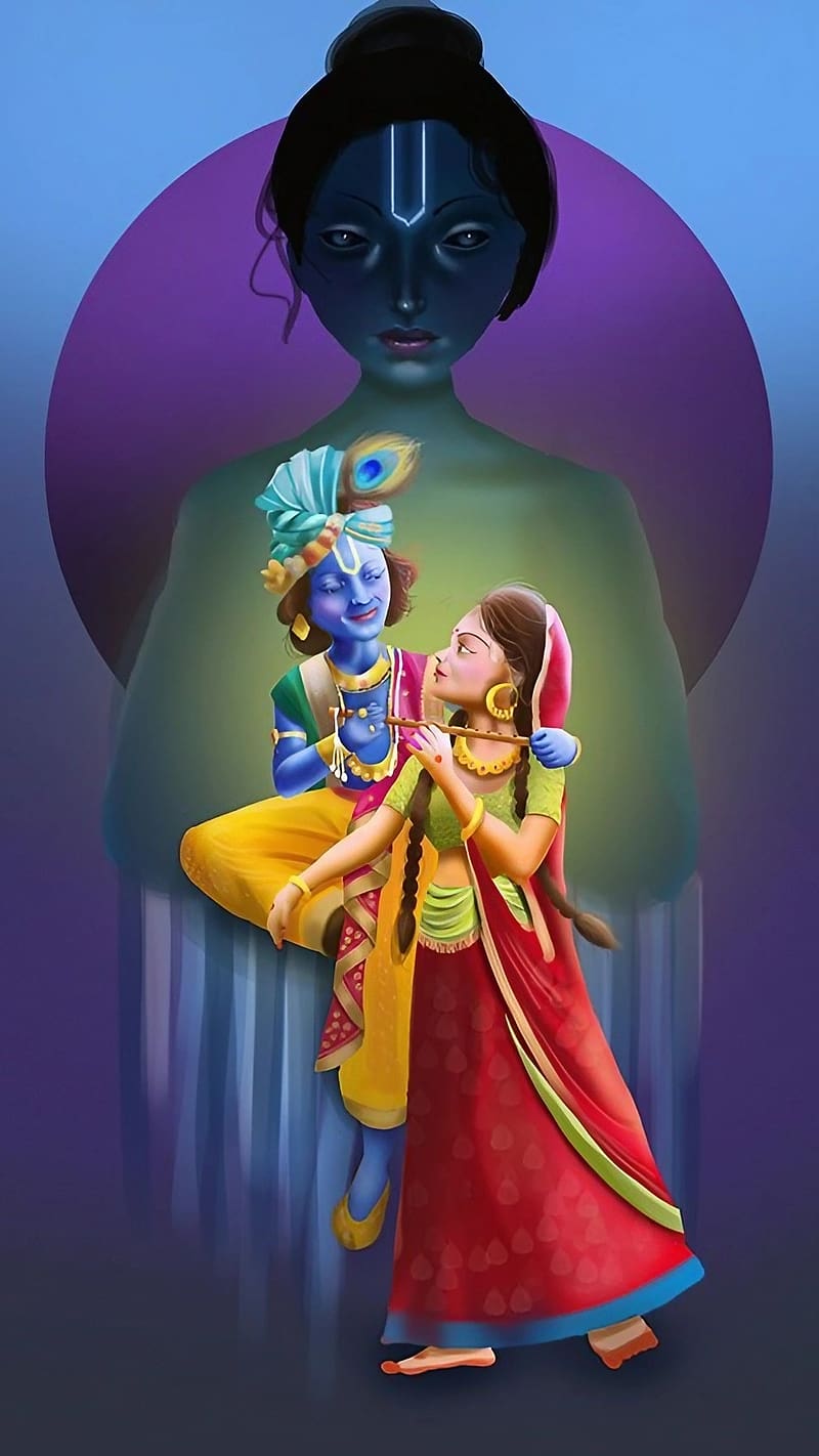 Radhe Krishna New, Illustration Art, lord, god, HD phone wallpaper
