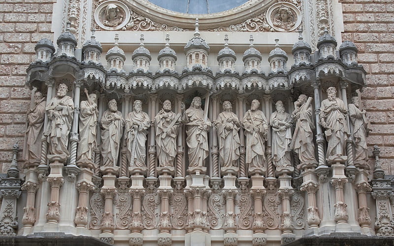 Jesus and Apostles, sculptures, apostles, Spain, church, monastery, Jesus, HD wallpaper