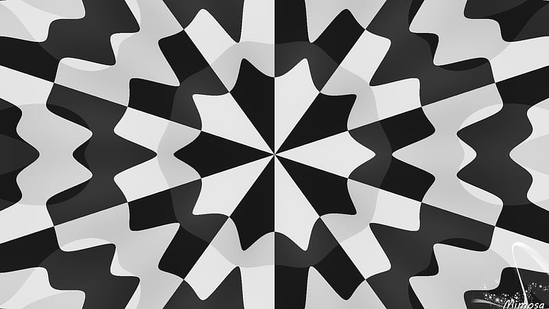 Abstract, Pattern, Shapes, Kaleidoscope, Black & White, HD wallpaper