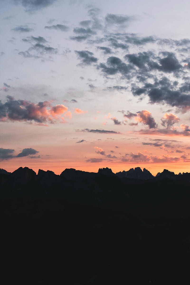 mountains, sunset, dark, dusk, landscape, HD phone wallpaper