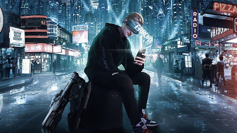 Error In City Cyberpunk Boy , cyberpunk, scifi, artist, artwork, digital-art, HD wallpaper