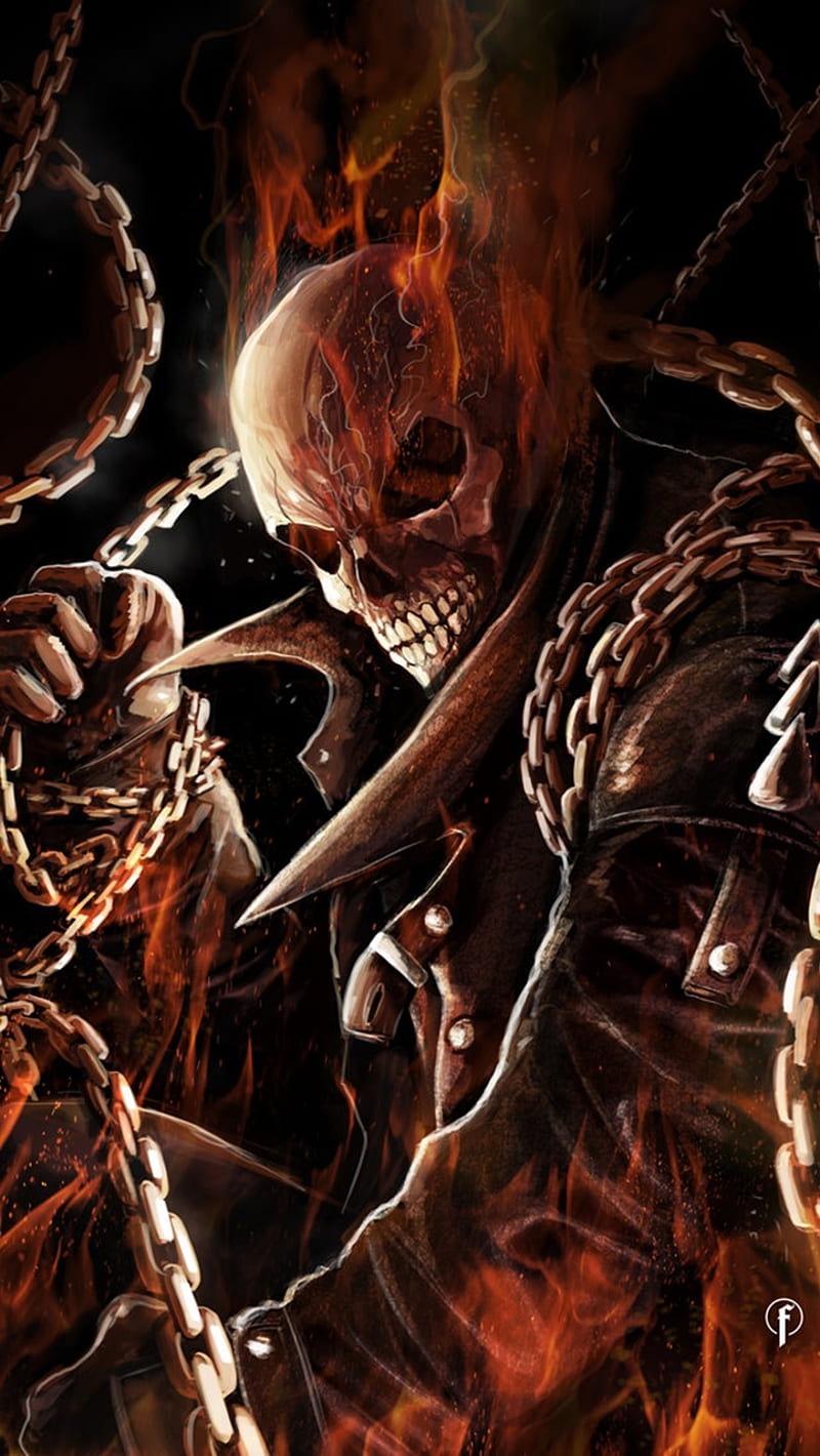 Ghost Rider, designs, fire, flame, skull, HD phone wallpaper | Peakpx