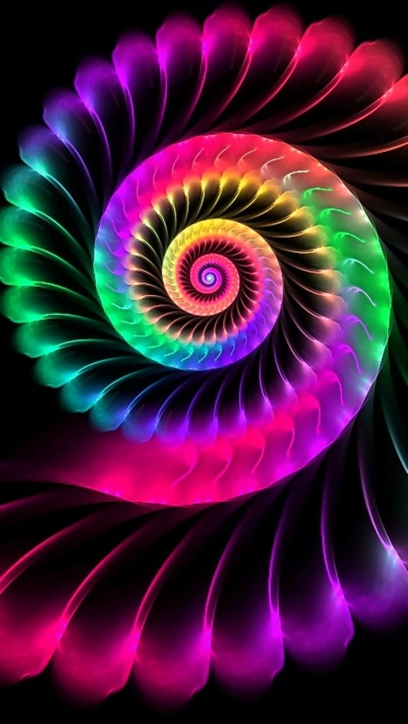 Fractal on fire, android, colorful, creative, desenho, digital, fractal, pink, rainbow, HD phone wallpaper