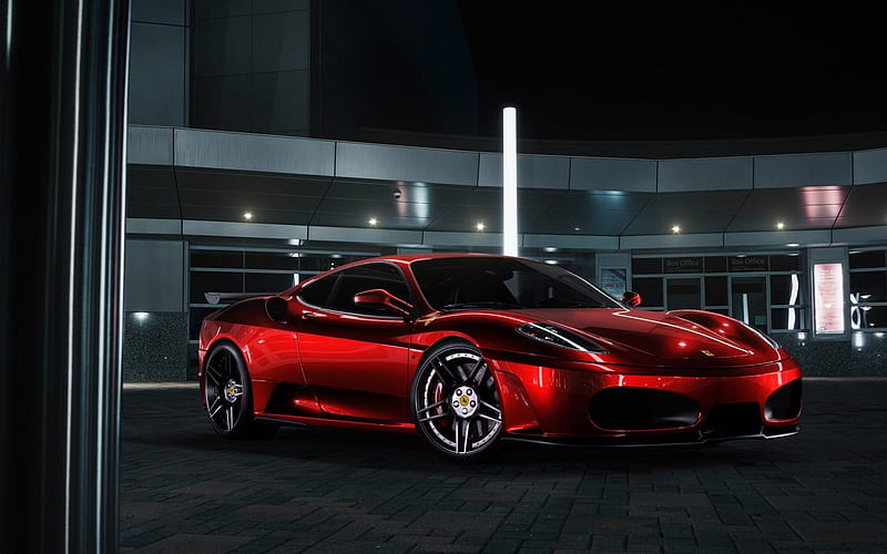 Ferrari F430, supercars, night, red chrome F430, Ferrari, HD wallpaper