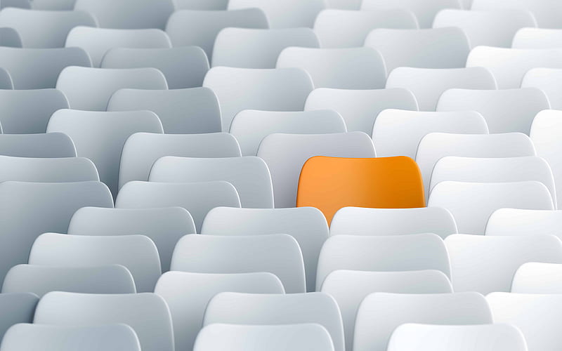 Leadership concept, Be Different, white chairs, business concepts, Be Leader, 3D peoples, creative art, Leadership, Be Different Concept, HD wallpaper