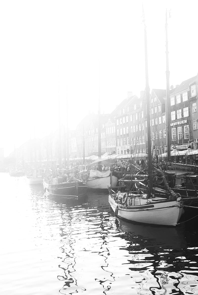 Nyhavn, boat, city, copenhagen, denmark, sailing boat, travel, wanderlust, HD phone wallpaper
