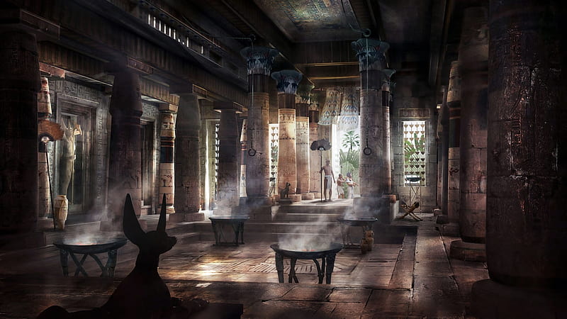 Pharaoh's place, room, pharaoh, armando savoia, art, fantasy, luminos, HD wallpaper