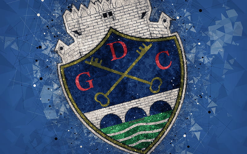 GD Chaves geometric art, logo, Portuguese football club, emblem, blue background, Primeira Liga, Shavish, Portugal, football, creative art, HD wallpaper