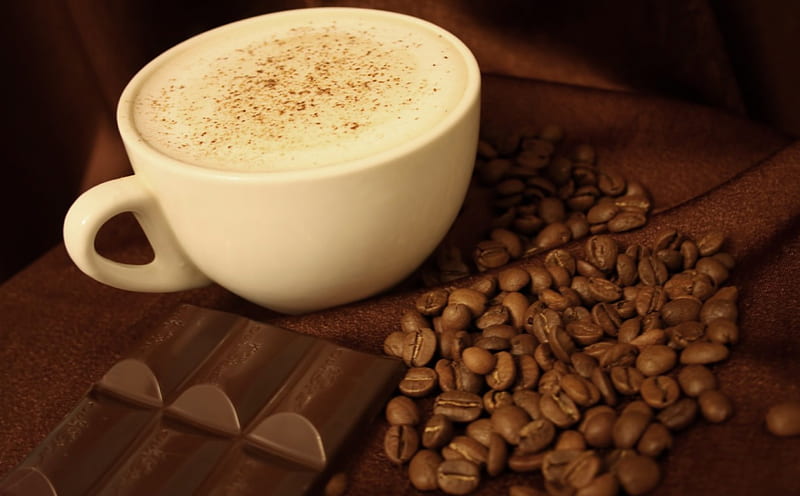 Coffee, Coffee Bean, Drink, Drinks, Cups, Coffee Beans, Cup, Chocolate, HD wallpaper