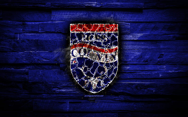 Ross County FC, fiery logo, Scotland Premiership, blue wooden background, scottish football club, grunge, football, soccer, Ross County logo, fire texture, Scotland, HD wallpaper