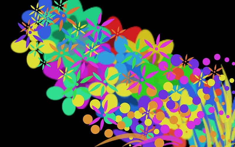 Flowers, colors, digital, composition, HD wallpaper