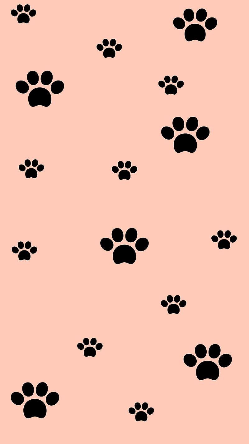 animal footprint , cat, footprint, pink, pink pastel, HD phone wallpaper