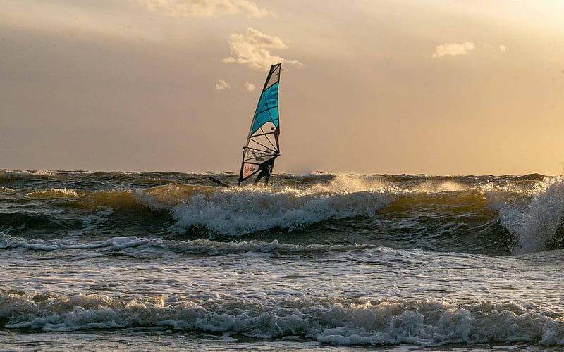 Windsurfing in Latvia, Latvia, windsurfing, waves, sea, splash, HD wallpaper