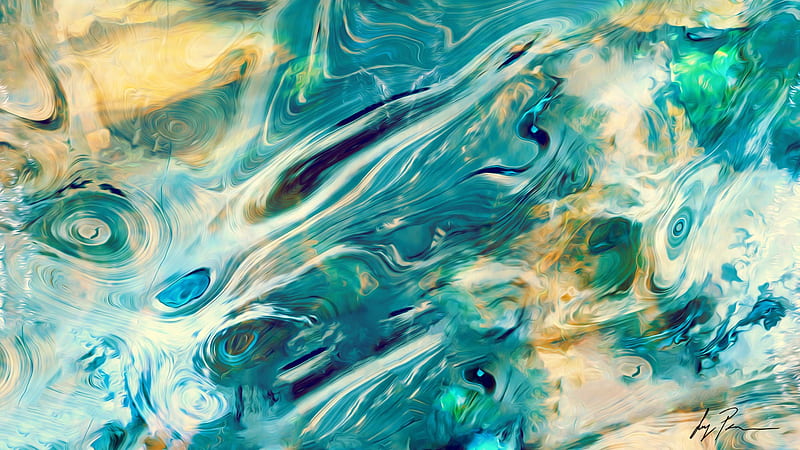 Blue Teal Green Abstract Painting Abstract, HD wallpaper