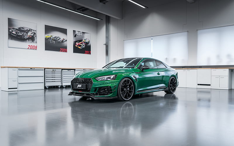 Audi RS5 Coupe, ABT, 2018, green sports coupe, tuning, sports car, green RS5, Audi, HD wallpaper