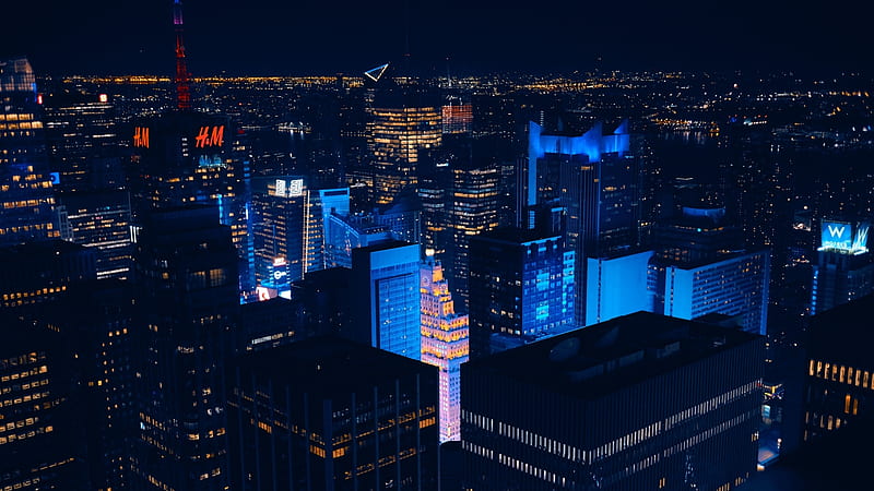 Desktop Wallpapers New York City USA Night Skyscrapers Houses Cities