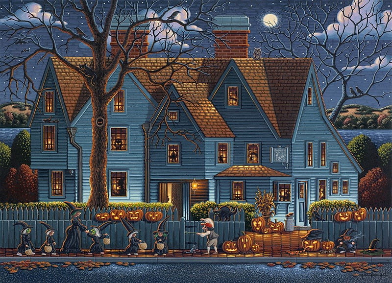 HOUSE OF THE SEVEN GABLES, PUZZLE, GABLES, SEVEN, HALLOWEEN, HOUSE, HD wallpaper