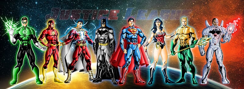 Batman, Superman, Green Lantern, Flash, Comics, Superhero, Dc Comics, Diana Prince, Hal Jordan, Aquaman, Shazam (Dc Comics), Wonder Woman, Cyborg (Dc Comics), Justice League, Barry Allen, Billy Batson, HD wallpaper