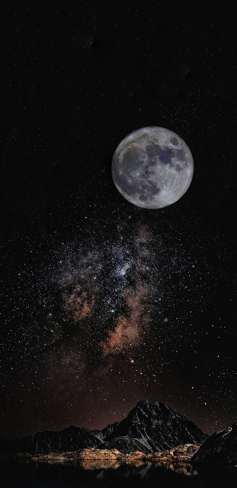 Galaxy and moon, alone, dark, lone, mercury, nature, star, stars, theme, HD phone wallpaper