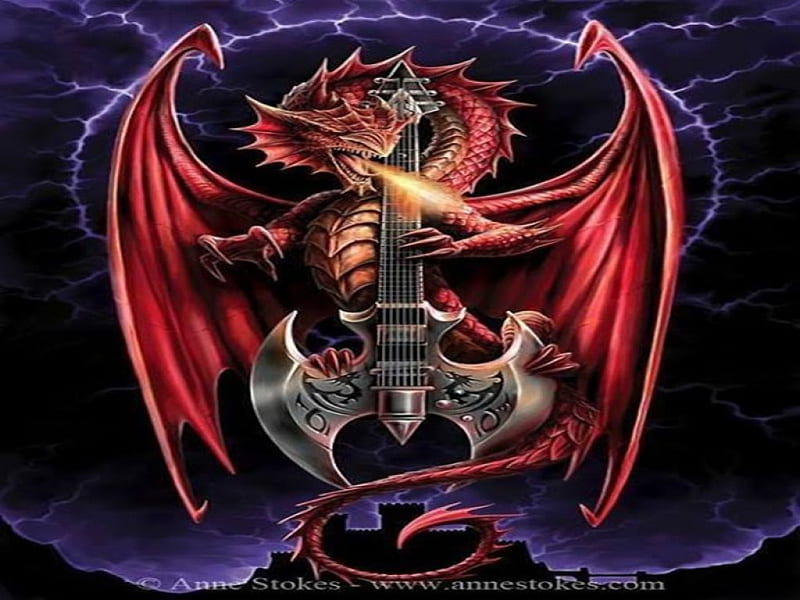 Dragon loves Guitar, Guitar, Dragon, Rock, Metal, dark, HD wallpaper |  Peakpx
