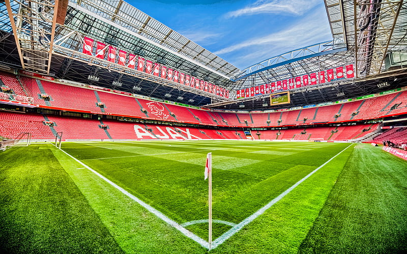 Amsterdam Arena, R, corner flag, Johan Cruijff Arena, Ajax stadium, match, Amsterdam, soccer, football stadium, Ajax FC, HD wallpaper