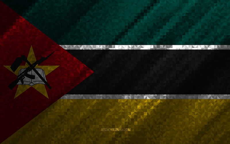 Flag of Mozambique, multicolored abstraction, Mozambique mosaic flag, Mozambique, mosaic art, Mozambique flag, HD wallpaper