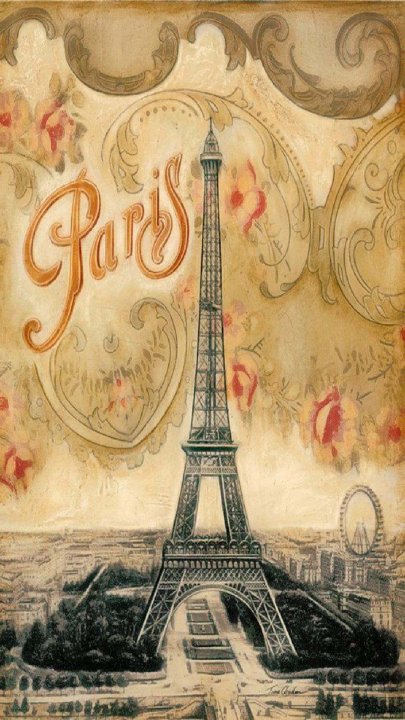 Paris, attraction, eifel, france, tower, view, vintage, HD phone wallpaper