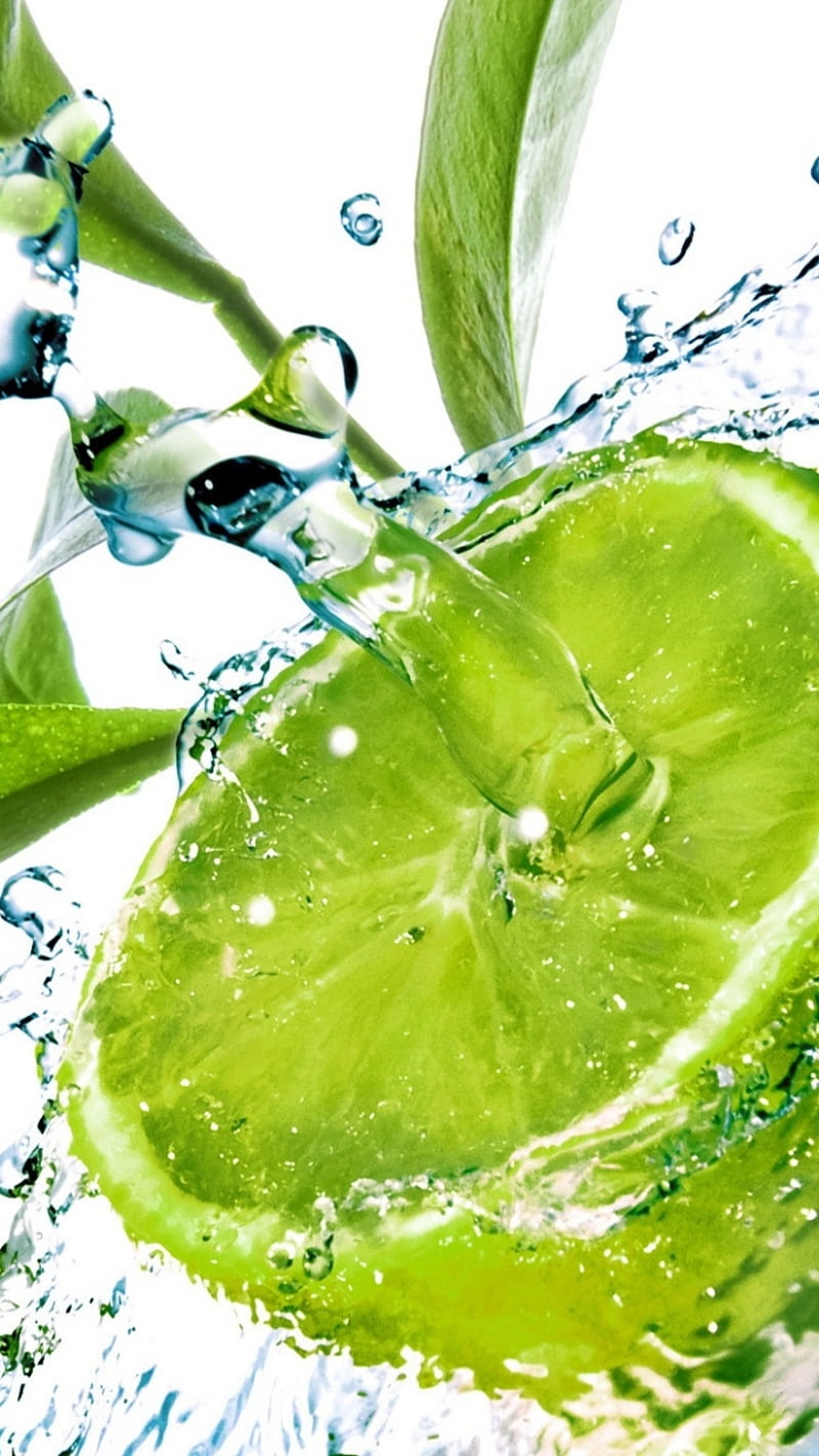 fruit, fresh, fruits, green, lemon, lime, water, white, HD phone wallpaper