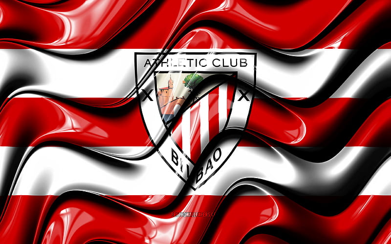 Athletic Bilbao flag red and white 3D waves, LaLiga, spanish football club, football, Athletic Bilbao logo, La Liga, soccer, Athletic Bilbao FC, HD wallpaper