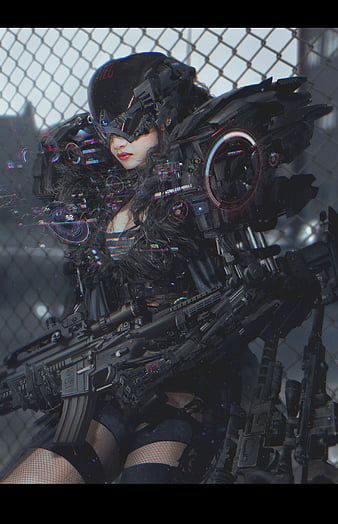 Sci-Fi Cyberpunk Android Soldier CGI Wallpaper iPhone Phone 4K #2300f