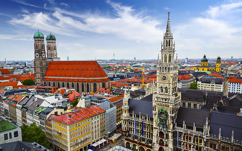 Munich, Marienplatz, central square Germany, tourist attractions, Bavaria, Munich landmarks, HD wallpaper