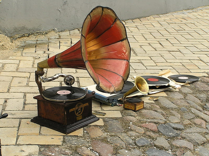 gramophone, hot, 3d, abstract, HD wallpaper