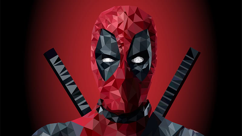 Deadpool Low Poly Art , deadpool, superheroes, , artwork, artist, digital-art, HD wallpaper